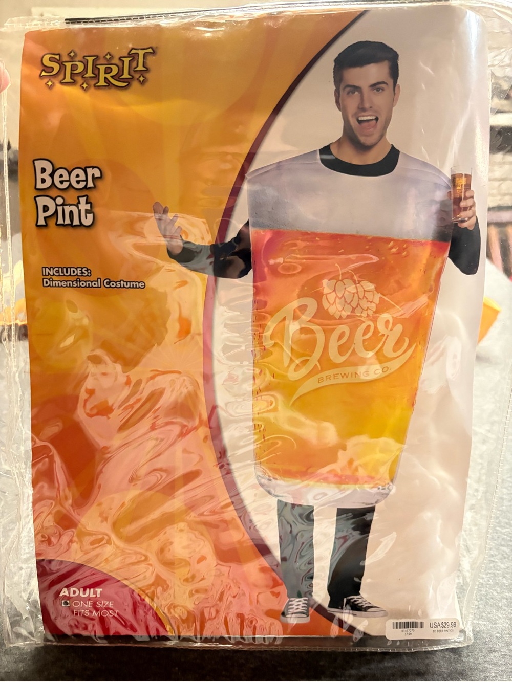 Spirit Beer Pint Costume - Orange, White, Black